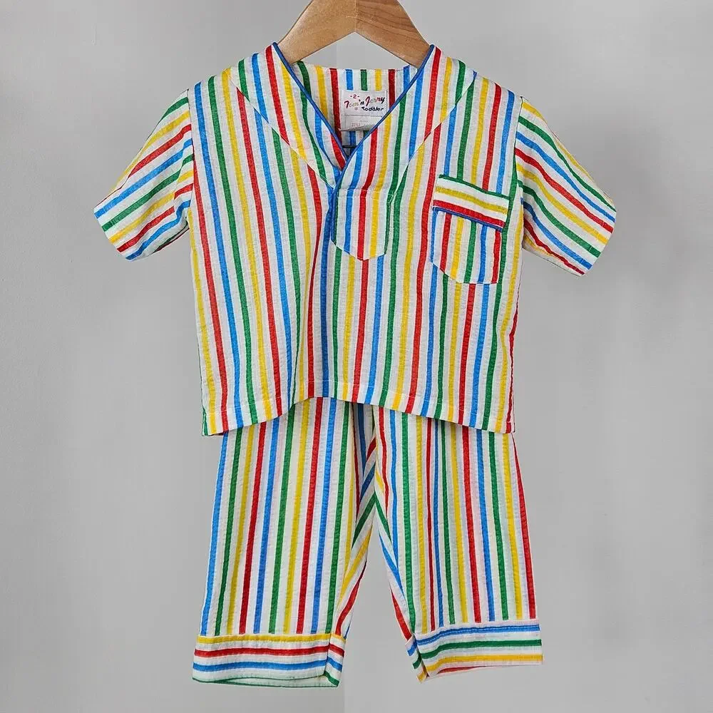 Tom N Jerry Vintage Circus Stripes Kid's‎ Toddler Pajama Set | Size 2